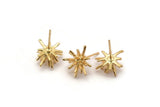Gold Sea Urchin Earring, 4 Gold Plated Brass Sea Urchin Stud Earrings (13mm) N1184 Q1102