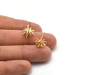 Gold Sea Urchin Earring, 4 Gold Plated Brass Sea Urchin Stud Earrings (13mm) N1184 Q1102