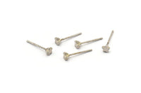 Silver Star Earring, 10 Silver Tone Brass Star Stud Earrings (4mm) D1406