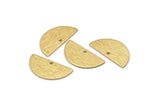 Brass Semi Circle , 24 Raw Brass Textured Half Moon Charms With 1 Hole, Pendants (21x10.5x0.80mm) D0596
