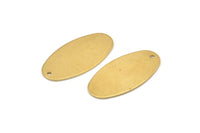 Brass Oval Blank, 12 Raw Brass Oval Stamping Blanks With 1 Hole (30x15x0.80mm) D0580