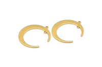 Brass Moon Charm, 12 Raw Brass Crescent Moon Charms With 2 Loops, Connectors (31x28x1mm) D0695