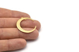 Brass Moon Charm, 12 Raw Brass Crescent Moon Charms With 2 Loops, Connectors (31x28x1mm) D0695