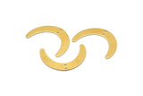 Brass Moon Charm, 24 Raw Brass Crescent Moon Charms With 2 Holes, Connectors (28x19x0.60mm) D913