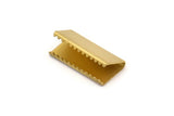 20mm Crimp End, 20 Raw Brass Ribbon Crimp Ends Without Loop, Findings (20x10mm) Brs 2326p  A0634