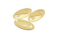 Brass Face Charm, 8 Raw Brass Face Charms With 1 Hole, Pendants, Earrings, Findings (35x19x0.80mm) M02123