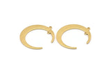 Brass Moon Charm, 12 Raw Brass Textured Crescent Moon Charms With 2 Loops, Connectors (31x27x1mm) D0817