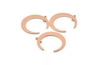 Rose Gold Moon Charm, 4 Rose Gold Plated Brass Textured Crescent Moon Charms With 2 Loops, Connectors (31x27x1mm) D0817 Q0786