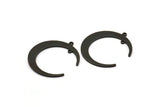 Black Moon Charm, 6 Oxidized Black Brass Textured Crescent Moon Charms With 2 Loops, Connectors (31x27x1mm) D0817 S968