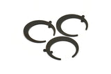 Black Moon Charm, 6 Oxidized Black Brass Textured Crescent Moon Charms With 2 Loops, Connectors (31x27x1mm) D0817 S968