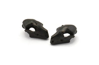 Black Fruit Bat Skull, 1 Oxidized Brass Black Short Nosed Fruit Bat Skull With 1 Loop, Findings, Charms (11x14x21mm) U105 S293