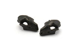 Black Fruit Bat Skull, 1 Oxidized Brass Black Short Nosed Fruit Bat Skull With 1 Loop, Findings, Charms (11x14x21mm) U105 S293