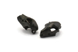 Black Fruit Bat Skull, 1 Oxidized Brass Black Short Nosed Fruit Bat Skull With 1 Loop, Findings, Charms (11x14x21mm) U105 S293