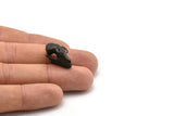 Black Fruit Bat Skull, 1 Oxidized Brass Black Short Nosed Fruit Bat Skull With 1 Loop, Findings, Charms (11x14x21mm) U105 S293