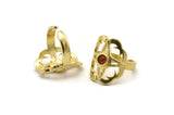 Brass Boho Ring, 2 Raw Brass Boho Rings With 1 Stone Settings - Pad Size 4mm N1830