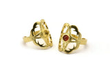 Brass Boho Ring, 2 Raw Brass Boho Rings With 1 Stone Settings - Pad Size 4mm N1830