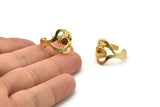 Brass Royal Ring, 2 Raw Brass Royal Rings With 1 Stone Settings - Pad Size 4mm N1833