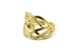 Brass Royal Ring, 2 Raw Brass Royal Rings With 1 Stone Settings - Pad Size 3mm N1832