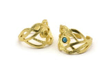 Brass Royal Ring, 2 Raw Brass Royal Rings With 1 Stone Settings - Pad Size 3mm N1832