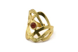 Brass Royal Ring, 2 Raw Brass Royal Rings With 1 Stone Settings - Pad Size 4mm N1853
