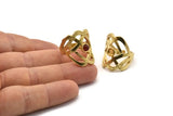 Brass Royal Ring, 2 Raw Brass Royal Rings With 1 Stone Settings - Pad Size 4mm N1853