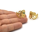 Brass Royal Ring, 2 Raw Brass Royal Rings With 1 Stone Settings - Pad Size 3mm N1828