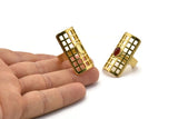 Brass Royal Ring, Raw Brass Royal Rings With 1 Stone Settings - Pad Size 5x7mm N1843