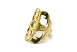 Brass Royal Ring, Raw Brass Royal Rings With 1 Stone Settings - Pad Size 6mm N1845
