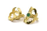 Brass Royal Ring, Raw Brass Royal Rings With 1 Stone Settings - Pad Size 6mm N1845