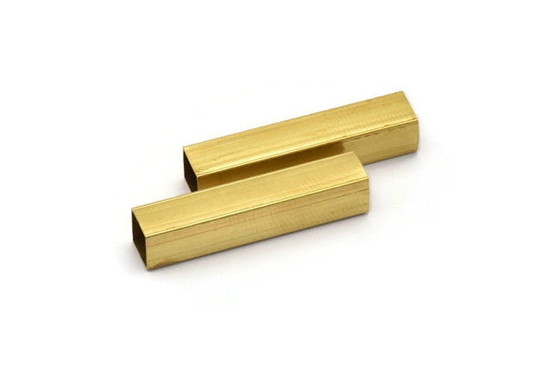 Geometric Tube Bead, 12 Raw Brass Square Tubes, Charms, Findings (6x30mm) Bs 1624