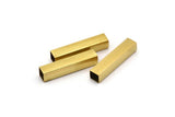 Geometric Tube Bead, 12 Raw Brass Square Tubes, Charms, Findings (6x30mm) Bs 1624