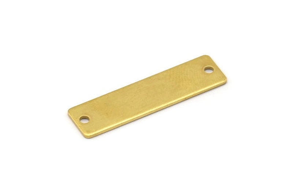 Brass Rectangle Bar, 25 Raw Brass Rectangle Stamping Blanks with 2 Holes, Connectors (30x8x0.80mm) A0808