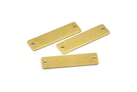 Brass Rectangle Bar, 25 Raw Brass Rectangle Stamping Blanks with 2 Holes, Connectors (30x8x0.80mm) A0808