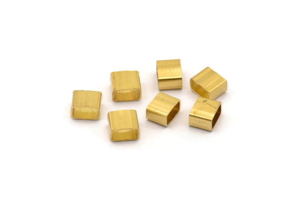 Brass Tube Beads, 50 Rectangle Raw Brass Tubes  (4x5x3mm) Sq10  A0752