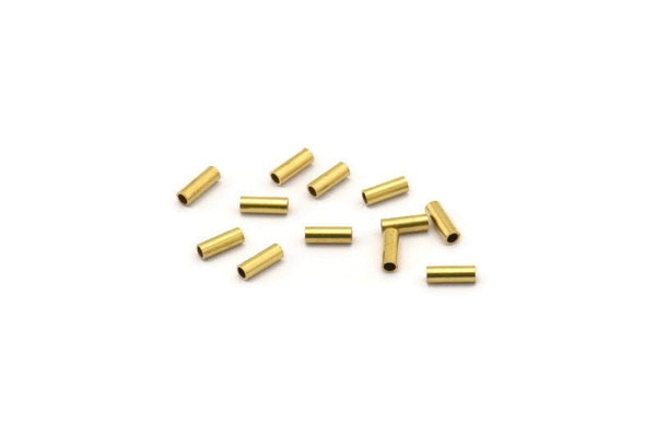 Brass Tube Beads, 500 Raw Brass  Tiny Tube Beads (1.5x4mm) D0141