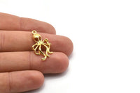Brass Octopus Charm, 4 Raw Brass Octopus Charms With 1 Loop, Pendants, Earring Findings (28x15mm) N1864