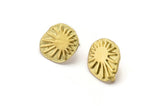 Brass Irregular Earring, 2 Raw Brass Irregular Sun Shaped Stud Earrings With 1 Loop (20x18x0.8mm) N1869