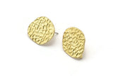 Brass Irregular Earring, 4 Hammered Raw Brass Irregular Shaped Stud Earrings With 1 Loop (20x18x0.9mm) N1871