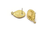 Brass Irregular Earring, 4 Raw Brass Irregular Sun Shaped Stud Earrings With 1 Loop (19x14x1mm) N1860