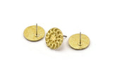 Brass Round Earring, 4 Raw Brass Star And Crescent Shaped Round Stud Earrings (14x1.4mm) N1867
