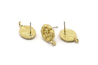 Pirinç Oval Küpe, 1 Halkalı 4 Ham Pirinç Oval Şekilli Çivi Küpe (16x10x2mm) N1866