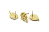 Pirinç Oval Küpe, 1 Halkalı 4 Ham Pirinç Oval Şekilli Çivi Küpe (16x10x2mm) N1866