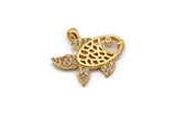 Gold Fish Charm, Gold Plated Fish, Cubic Zircon, CZ Pave Fish Charm, Zircon Charm Pendants (19x20mm) SY0116