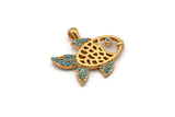 Gold Fish Charm, Gold Plated Fish, Cubic Zircon, CZ Pave Fish Charm, Zircon Charm Pendants (19x20mm) SY0116
