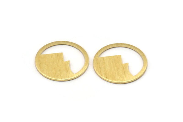 Brass Round Blank, 12 Textured Raw Brass Mountain Shaped Round Blanks, Findings (18x0.80mm) M02817