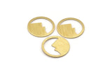 Brass Round Blank, 12 Textured Raw Brass Mountain Shaped Round Blanks, Findings (18x0.80mm) M02817