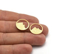 Brass Round Blank, 12 Textured Raw Brass Mountain Shaped Round Blanks, Findings (18x0.80mm) M02817