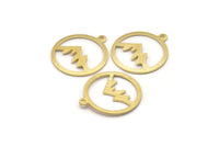 Pirinç Yuvarlak Charm, 1 Döngülü 12 Dokulu Ham Pirinç Dağ Şeklinde Yuvarlak Charm, Kolye Uçları, Küpe Aksesuarları (20x18x0,80 mm) M02818
