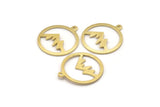 Pirinç Yuvarlak Charm, 1 Döngülü 12 Dokulu Ham Pirinç Dağ Şeklinde Yuvarlak Charm, Kolye Uçları, Küpe Aksesuarları (20x18x0,80 mm) M02818
