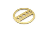 Brass Round Charm, 10 Textured Raw Brass Moon Phases Charms With 1 Hole, Findings, Pendants (18x0.80mm) M02830